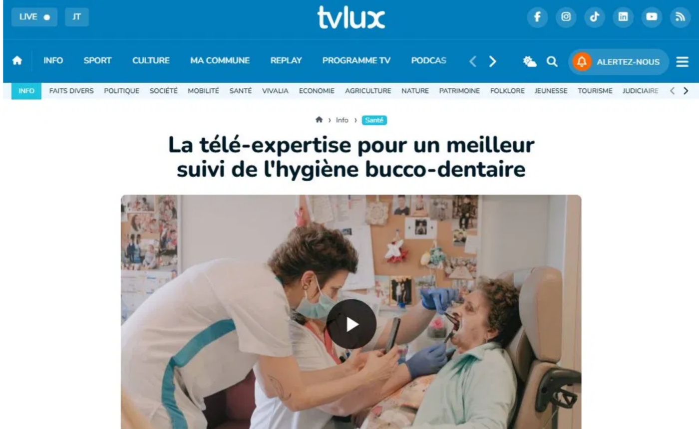Screenshot of TV Lux article – Tele-expertise for better oral hygiene monitoring